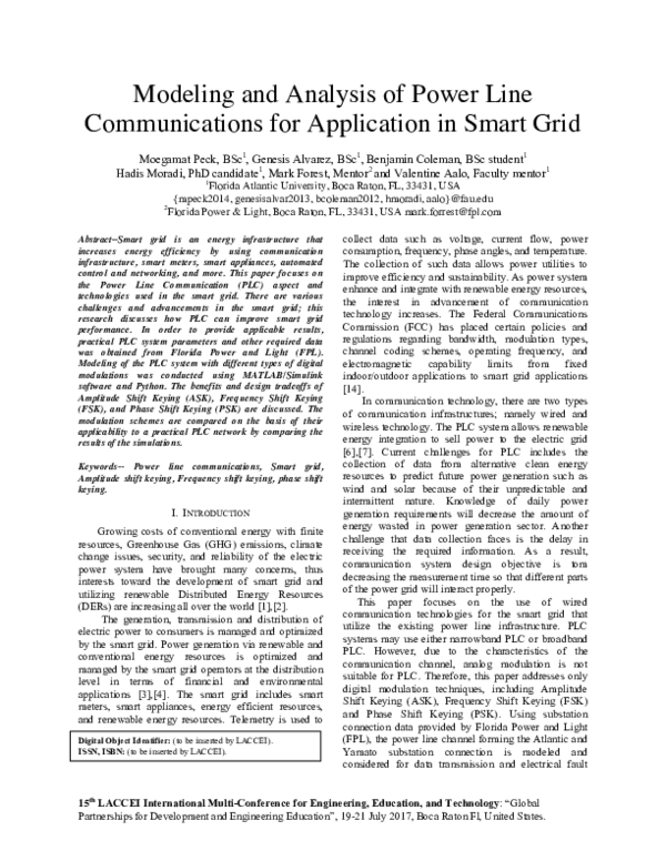 (PDF) Modeling and Analysis of Power Line Communications for ...