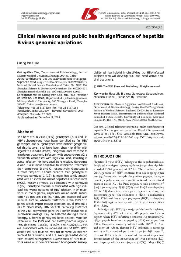 (PDF) Clinical relevance and public health significance of hepatitis B ...