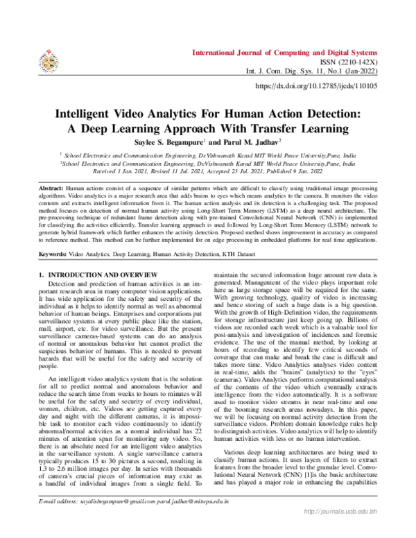 (PDF) Intelligent Video Analytics For Human Action Detection: A Deep ...
