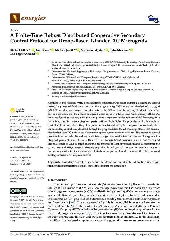 (PDF) A Finite-Time Robust Distributed Cooperative Secondary Control ...