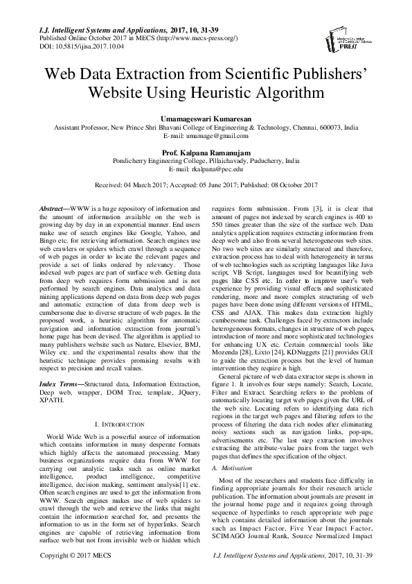 (PDF) Web Data Extraction from Scientific Publishers’ Website Using ...