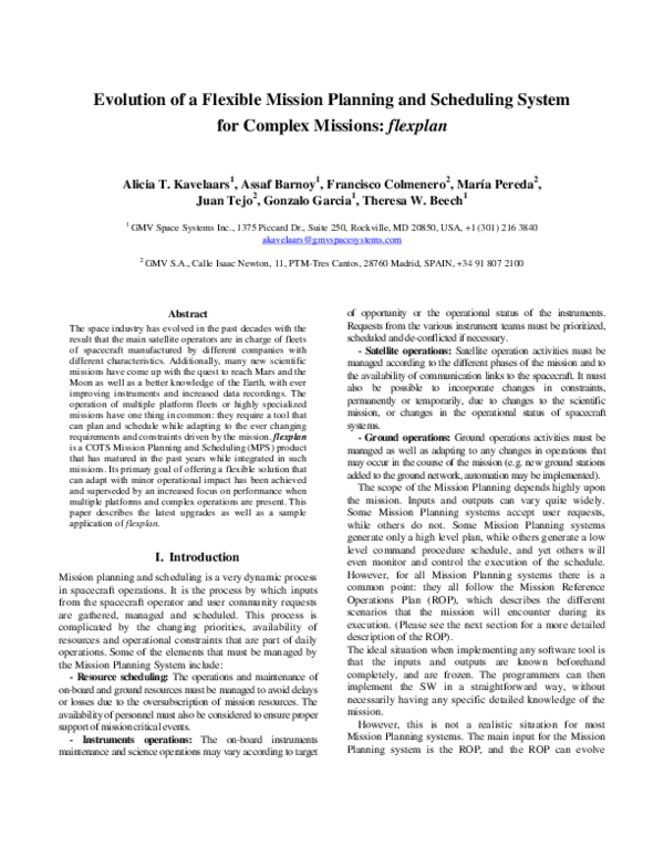 (PDF) Evolution of a Flexible Mission Planning and Scheduling System ...
