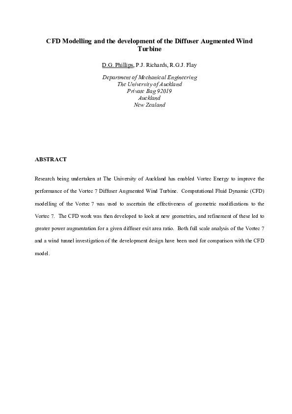 (PDF) CFD modelling and the development of the diffuser augmented wind ...