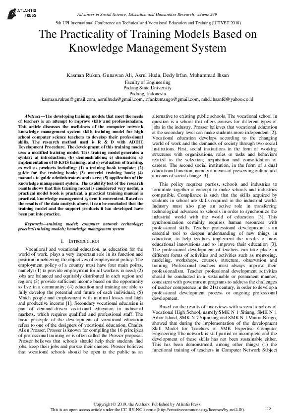 (PDF) The Practicality of Training Models Based on Knowledge Management ...