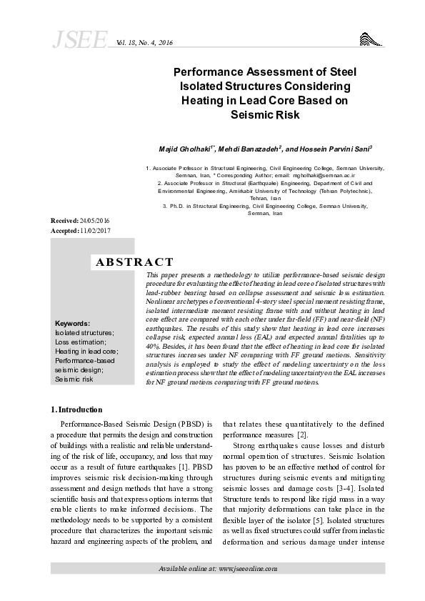 (PDF) Performance Assessment of Steel Isolated Structures Considering ...