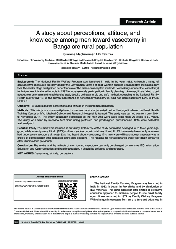 (PDF) A study about perceptions, attitude, and knowledge among men ...