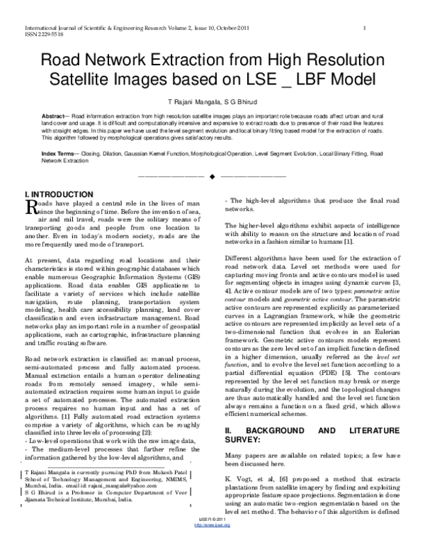 (PDF) Road Network Extraction from High Resolution Satellite Images ...