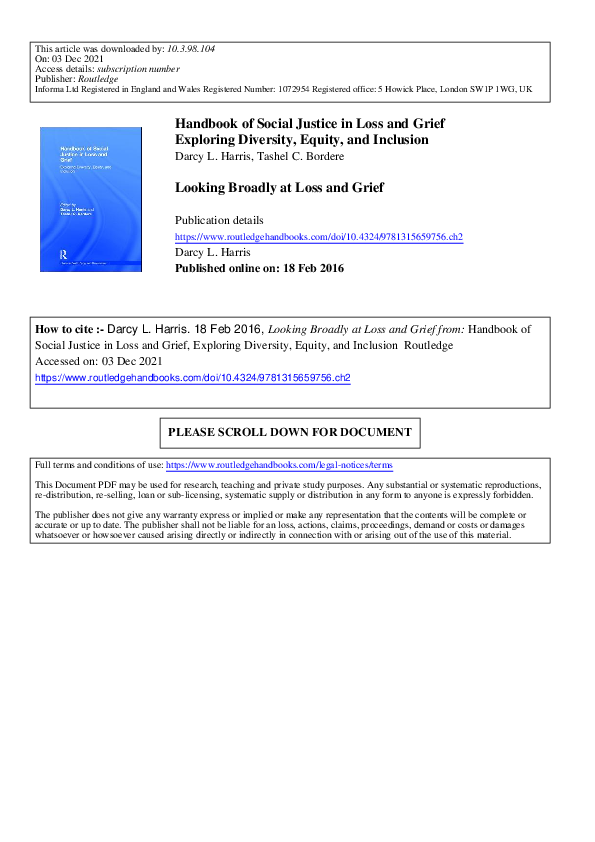 (PDF) Handbook of Social Justice in Loss and Grief
