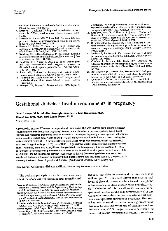 (PDF) Gestational diabetes: Insulin requirements in pregnancy