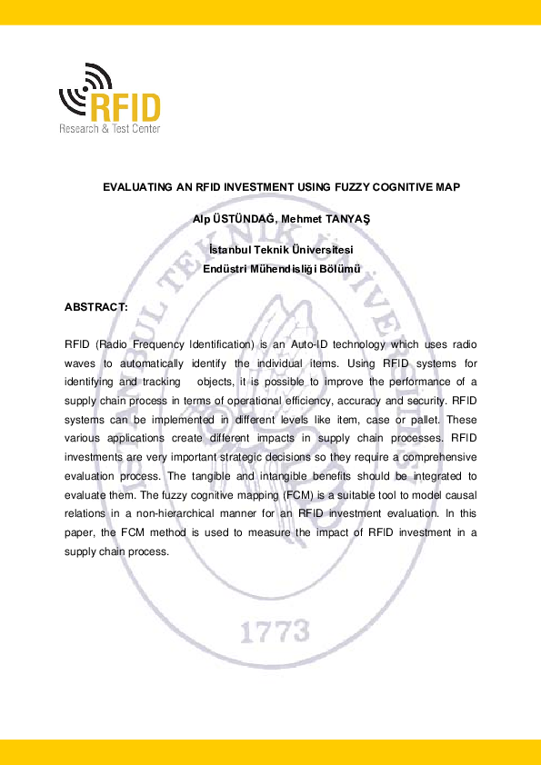(PDF) Evaluating an Rfid Investment Using Fuzzy Cognitive Map Mehmet