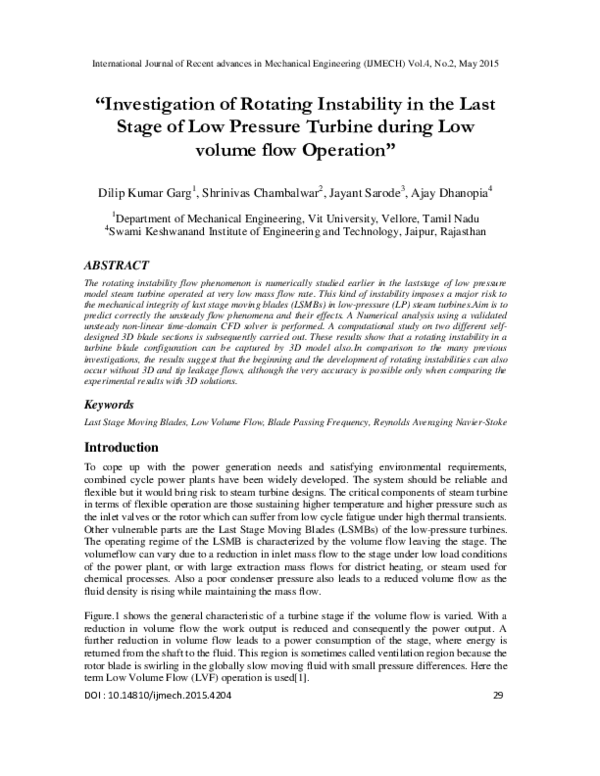 (PDF) “ Investigation of Rotating Instability in the Last Stage of Low ...