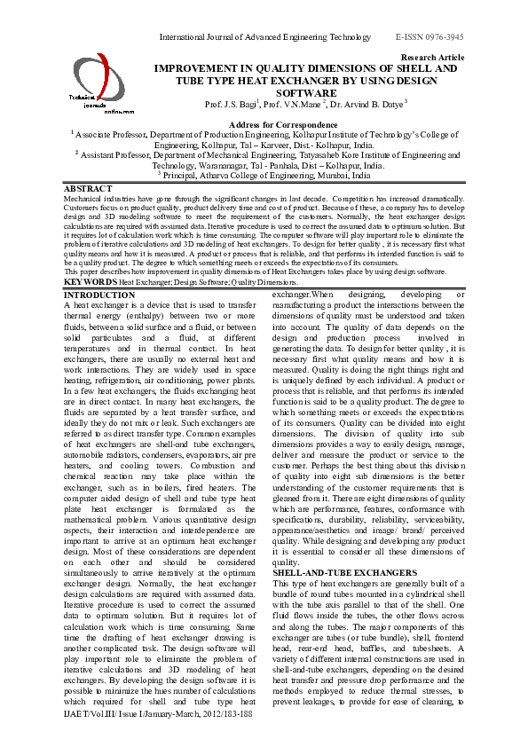 (PDF) IMPROVEMENT IN QUALITY DIMENSIONS OF SHELL AND TUBE TYPE HEAT ...