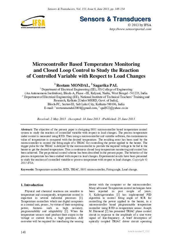 (PDF) Microcontroller Based Temperature Monitoring and Closed Loop ...
