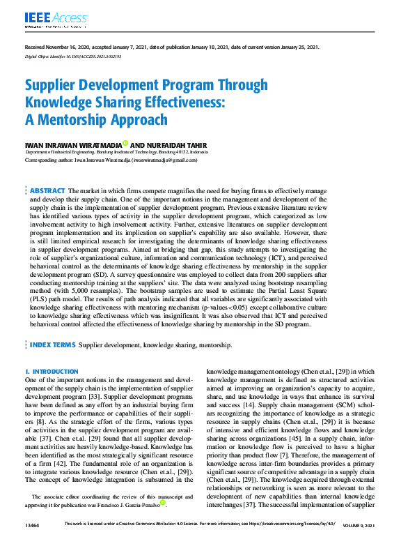 (PDF) Supplier Development Program Though Knowledge Sharing ...