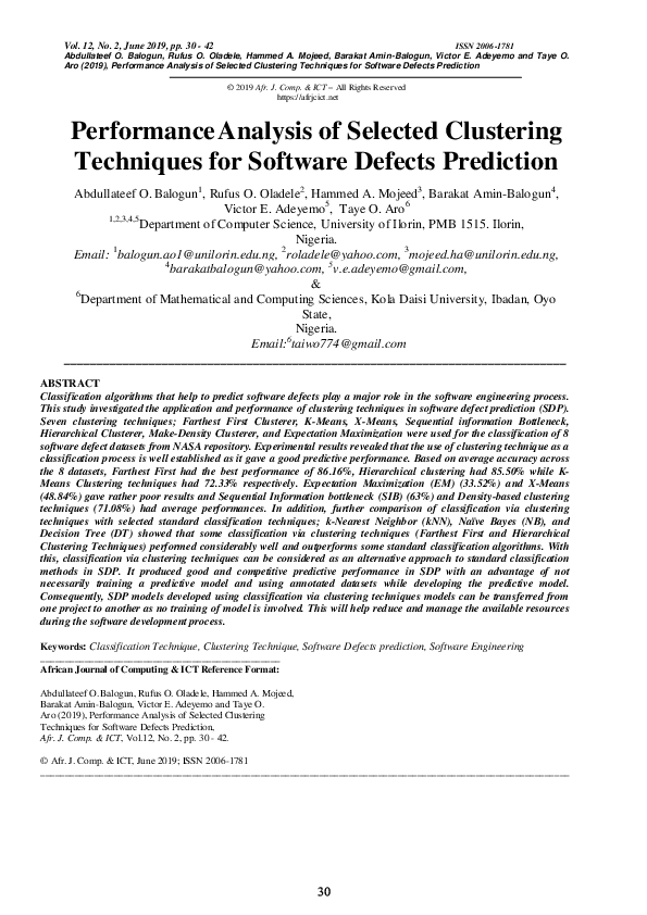 (PDF) Performance Analysis of Selected Clustering Techniques for ...