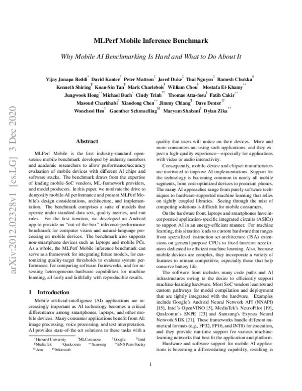 (PDF) MLPerf Mobile Inference Benchmark: Why Mobile AI Benchmarking Is ...