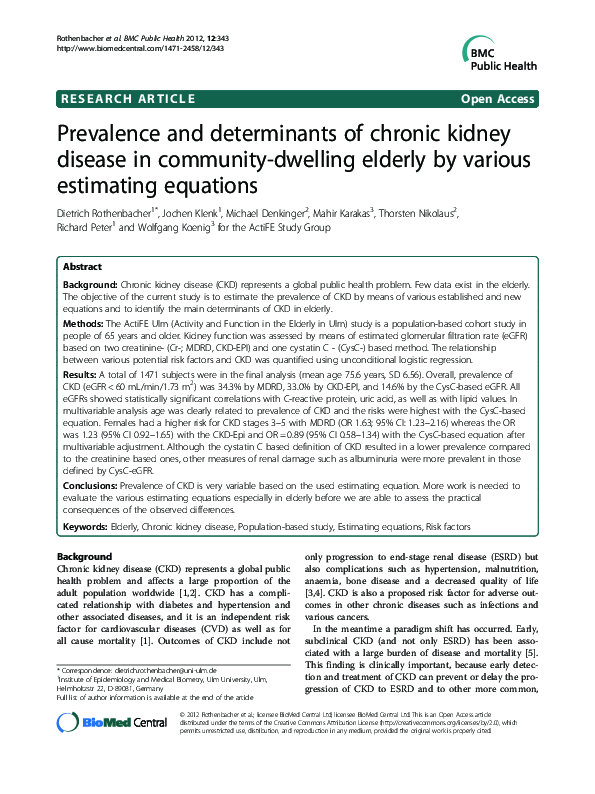 (PDF) Prevalence and determinants of chronic kidney disease in ...