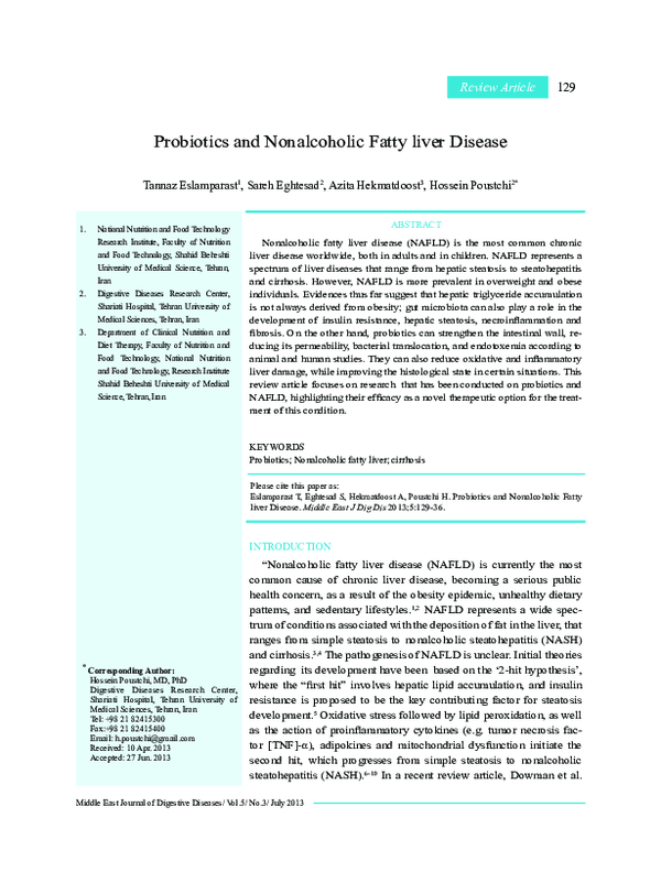 (PDF) Probiotics and Nonalcoholic Fatty liver Disease