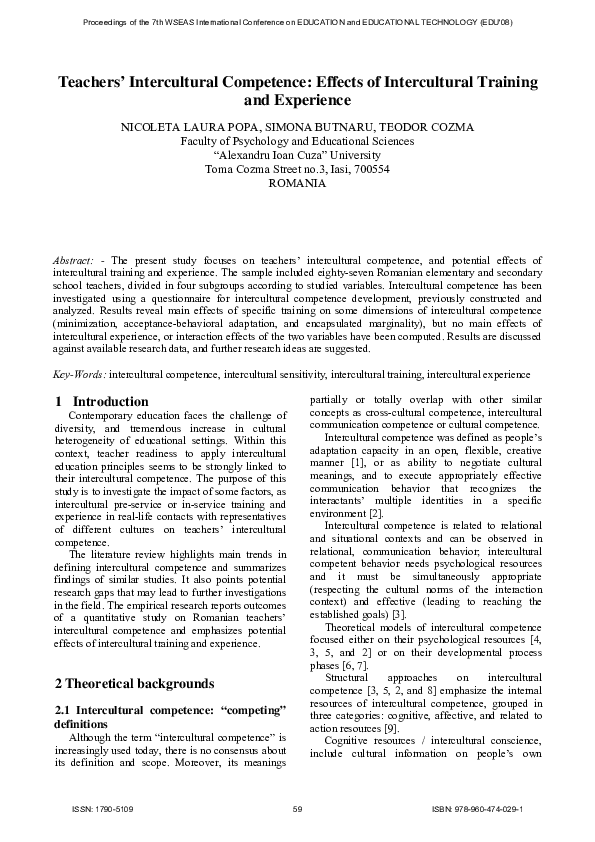 (PDF) Teachers ’ Intercultural Competence : Effects of Intercultural ...
