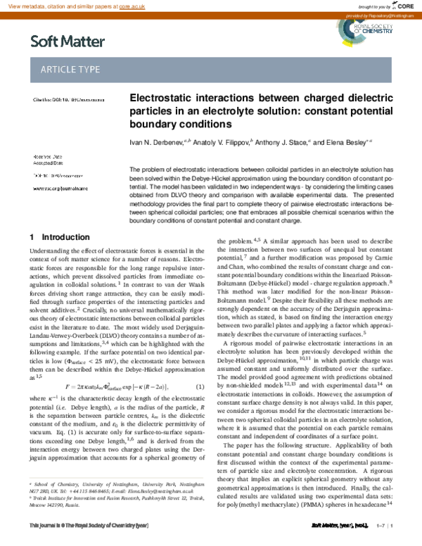 (PDF) Electrostatic interactions between charged dielectric particles ...