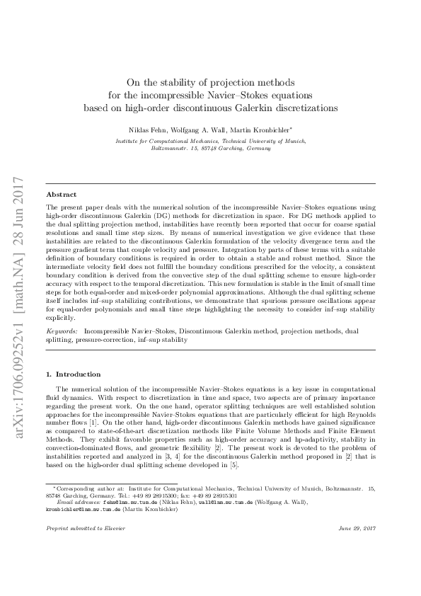 (PDF) On the stability of projection methods for the incompressible ...