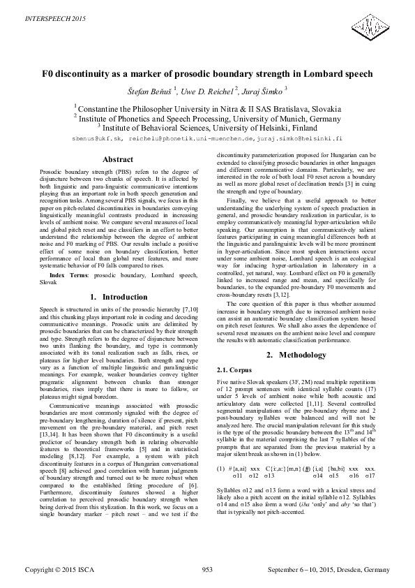 (PDF) F0 discontinuity as a marker of prosodic boundary strength in ...