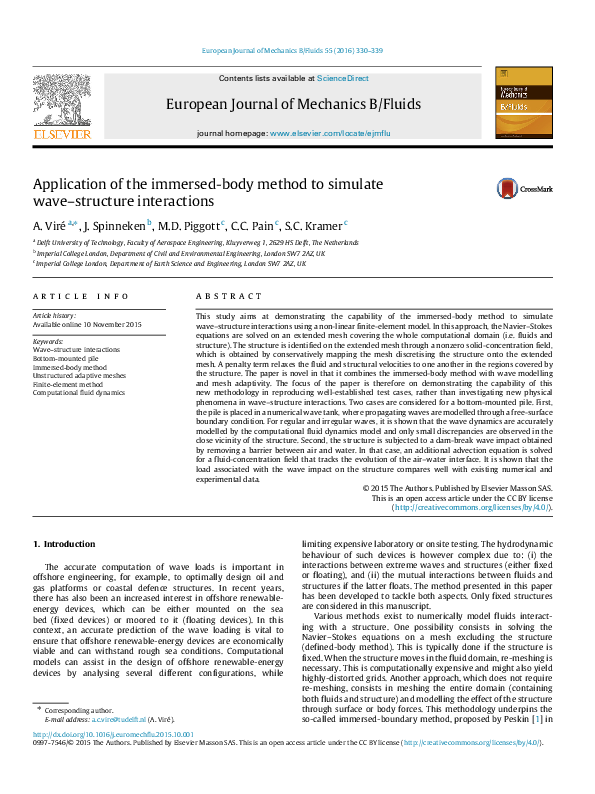 (PDF) Application of the immersed-body method to simulate wave ...