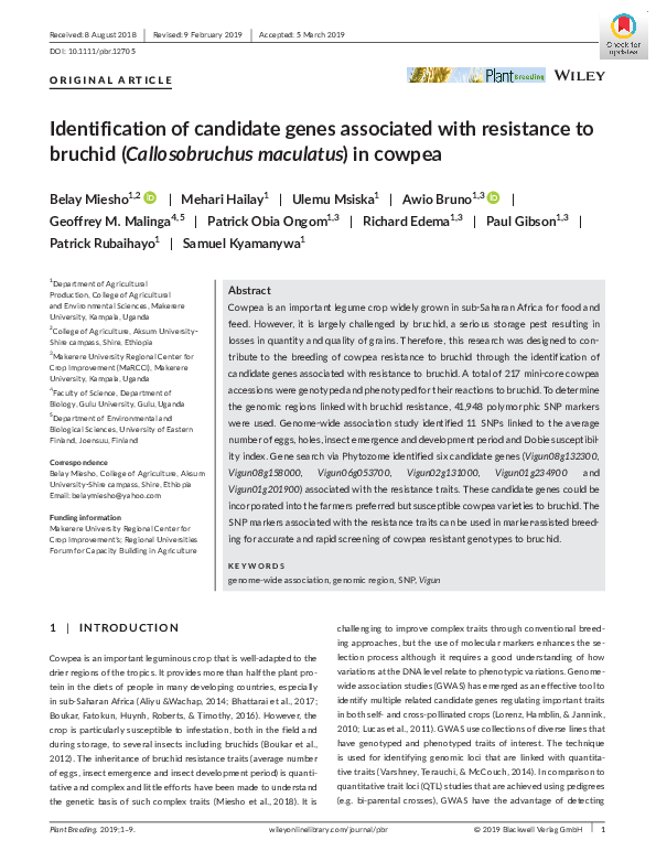 (PDF) Identification of candidate genes associated with resistance to ...