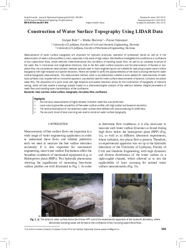 (PDF) Construction of Water Surface Topography Using LIDAR Data