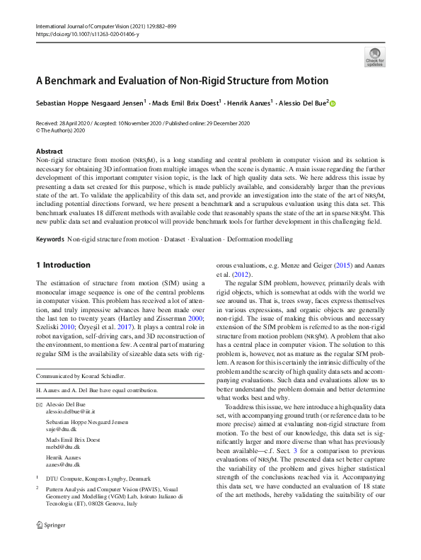 (PDF) A Benchmark and Evaluation of Non-Rigid Structure from Motion ...