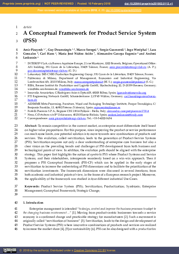 (PDF) 1 A Conceptual Framework for Product Service System 2 ( PSS ) 3 ...