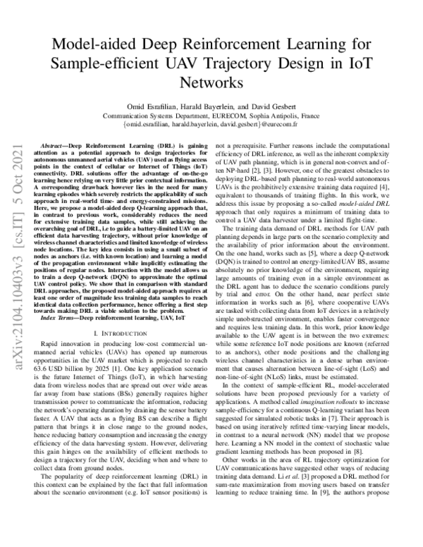 (PDF) Model-aided Deep Reinforcement Learning for Sample-efficient UAV ...