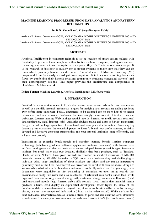 (PDF) MACHINE LEARNING PROGRESSED FROM DATA ANALYTICS AND PATTERN ...