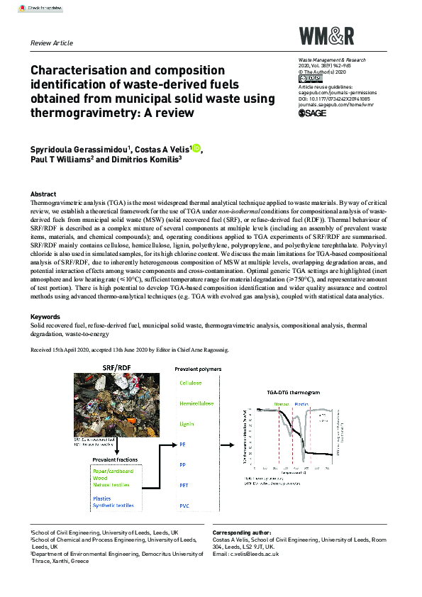 (PDF) Characterisation and composition identification of wastederived
