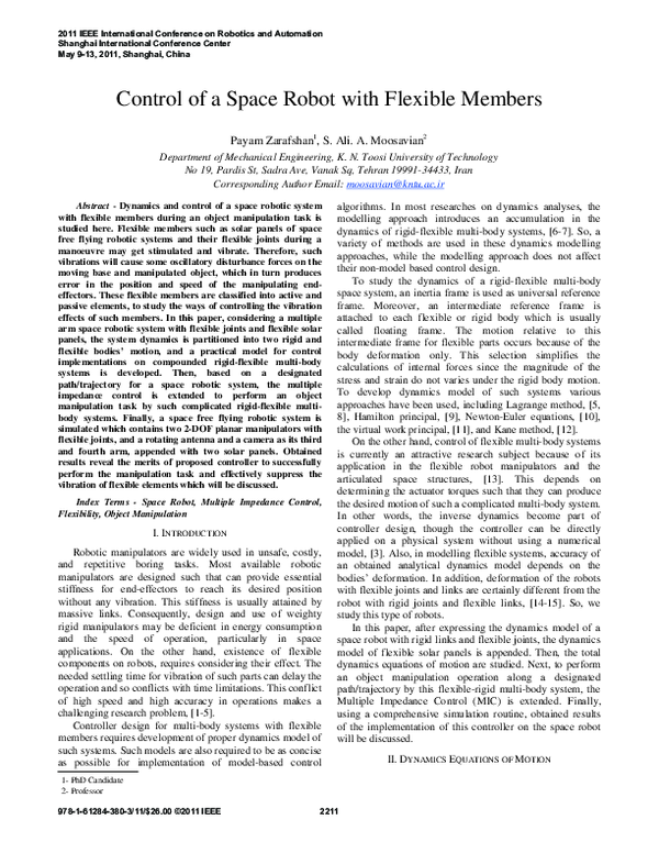 (PDF) Control of a space robot with flexible members