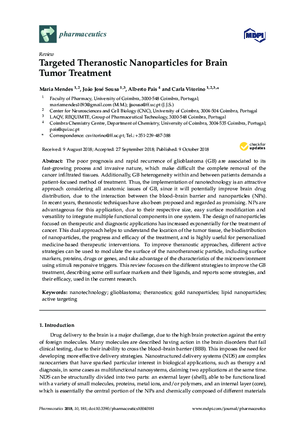 (PDF) Targeted Theranostic Nanoparticles for Brain Tumor Treatment