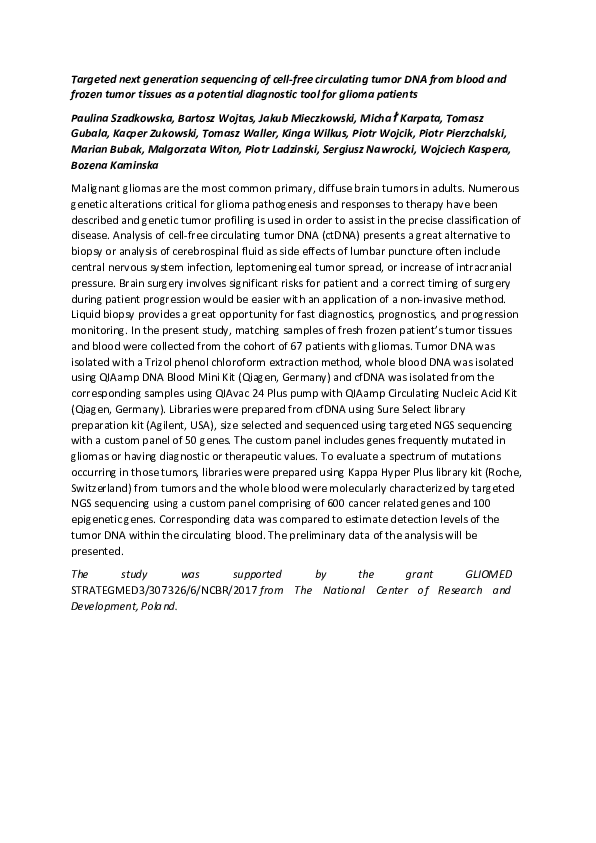 (PDF) Targeted next generation sequencing of cell-free circulating ...