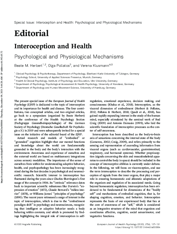 (PDF) Interoception and Health