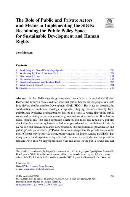 (PDF) The Role of Public and Private Actors and Means in Implementing ...