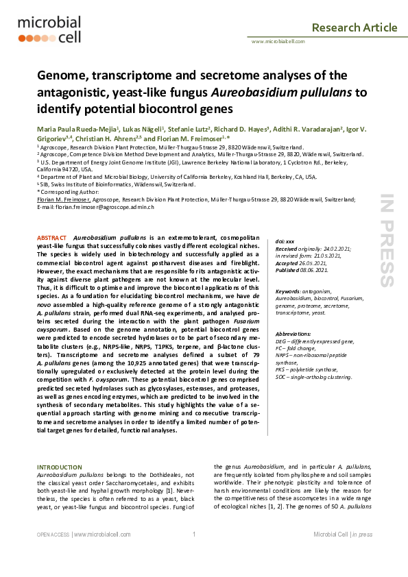 (PDF) Genome, transcriptome and secretome analyses of the antagonistic ...