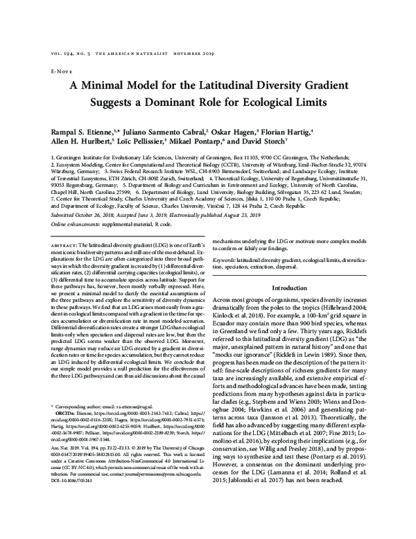 (PDF) A minimal model for the latitudinal diversity gradient suggests a ...
