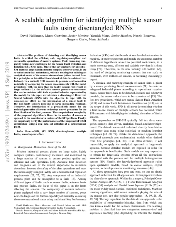 (PDF) A Scalable Algorithm for Identifying Multiple-Sensor Faults Using ...