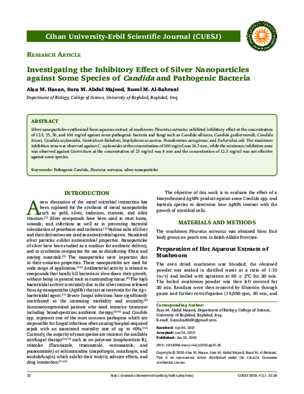(PDF) Investigating the Inhibitory Effect of Silver Nanoparticles ...
