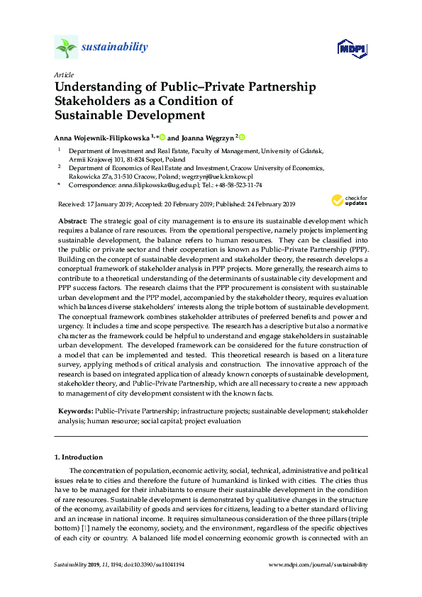 (PDF) Understanding of Public–Private Partnership Stakeholders as a ...