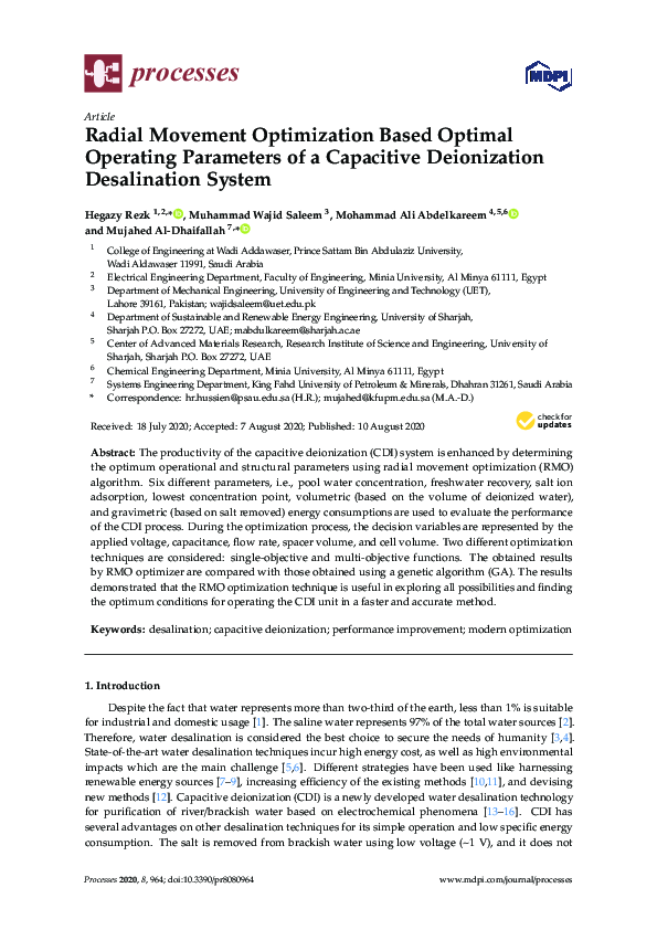(PDF) Radial Movement Optimization Based Optimal Operating Parameters ...