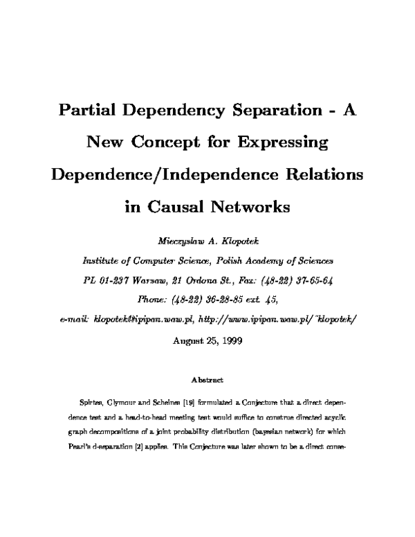 (PDF) Partial Dependency Separation - A