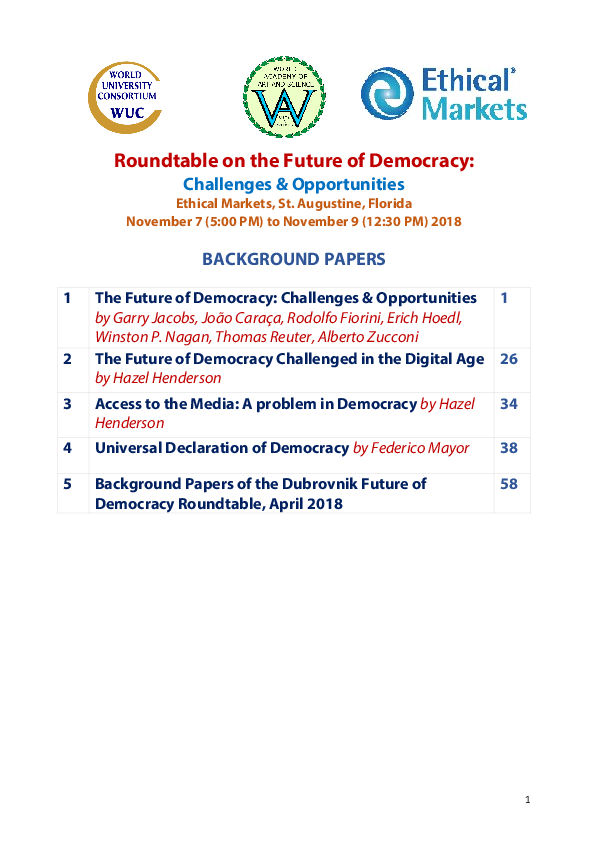 (PDF) The Future of Democracy: Challenges & Prospects
