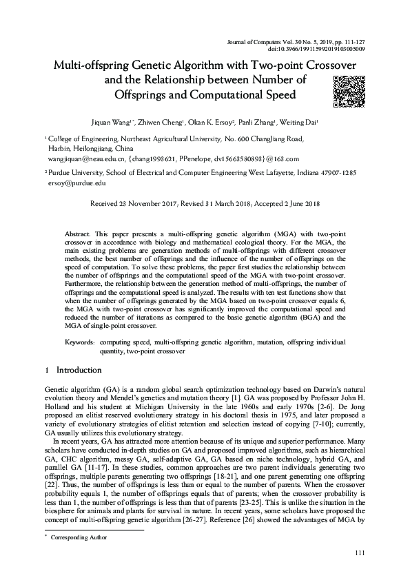 (PDF) Multi-offspring Genetic Algorithm with Two-point Crossover and ...
