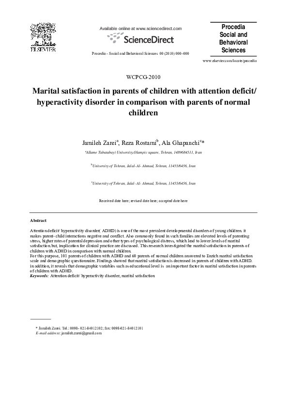 View of (PDF) Marital satisfaction in parents of children with attention ...