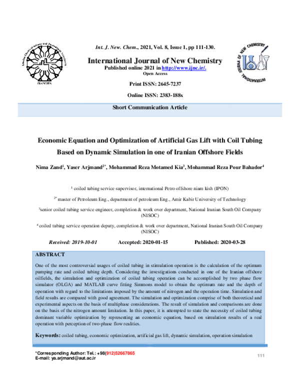 PDF) Economic Equation and Optimization of Artificial Gas